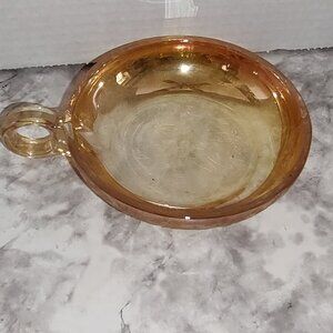 1940s Iridescent Orange Floragold Louisa One Handle Candy Dish Carnival Glass
